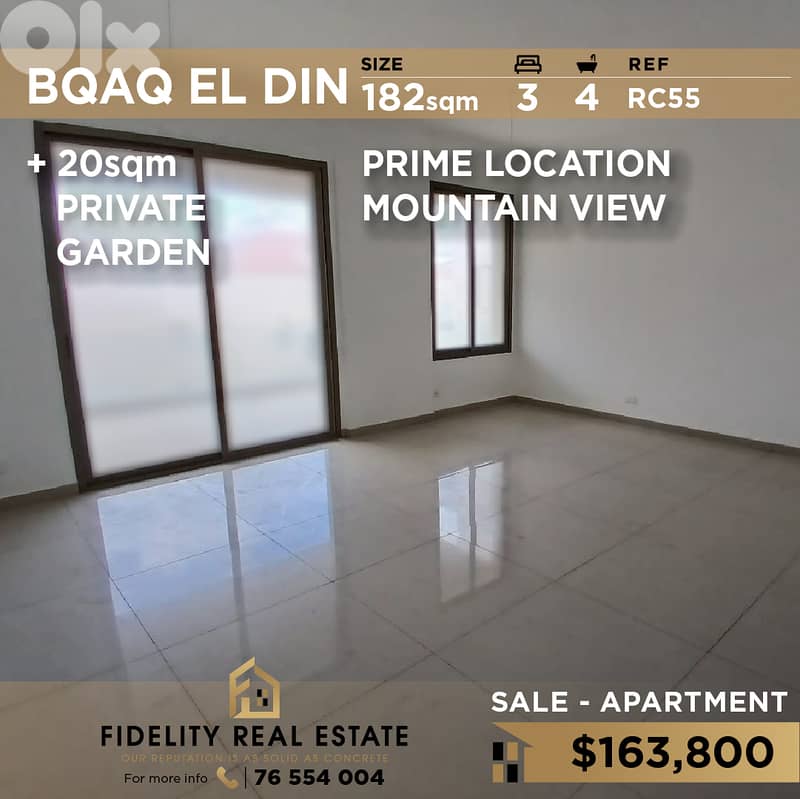 Apartment for sale in Bqaq  El Din RC55 شقة للبيع في بقاع الدين 0