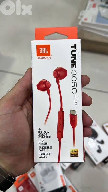 Jbl tune 305 usb-c wired earphones red 0