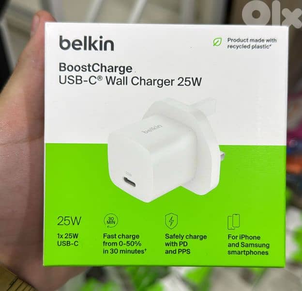 Belkin Boostcharge Usb-c wall charger 25w 3pin white 0