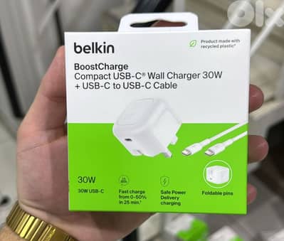 Belkin Boostcharge compact usb-c wall charger 30w 3pin
