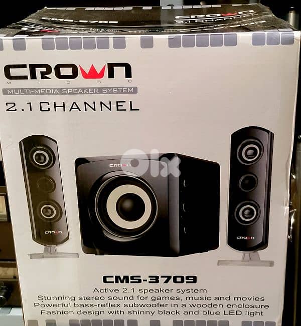 Crown 2.1 Channel Speaker Stereo System 0