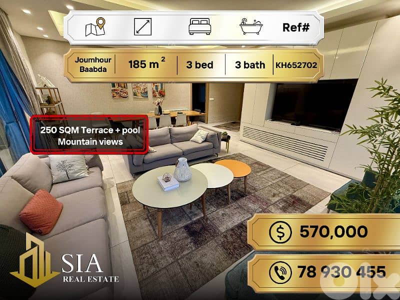 Apartment for Sale in Jomhour Baabda شقة للبيع في الجمهور بعبدا 0