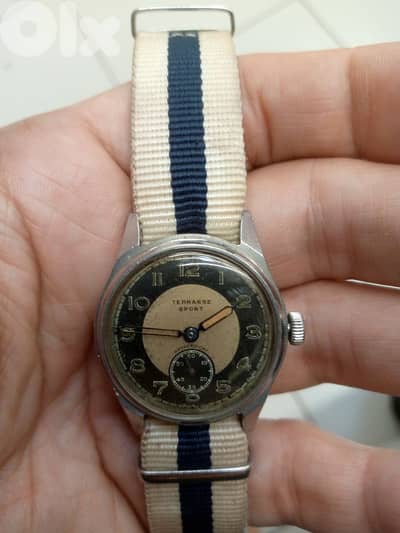 extremely Rare Vintage Military Terrasse Manual Wind 1940s Men's Watch