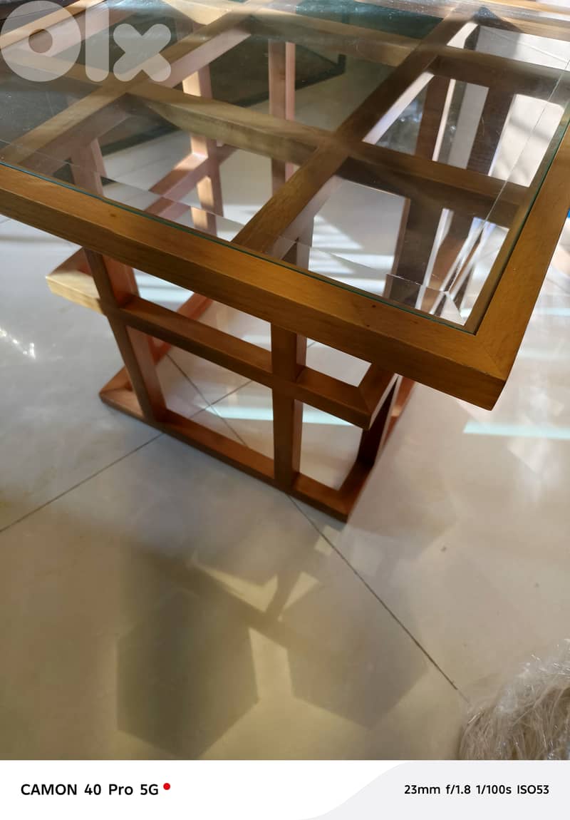 Square wood and glass coffee table 2
