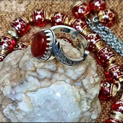 خواتم عقيق فضة عيار ٩٢٥