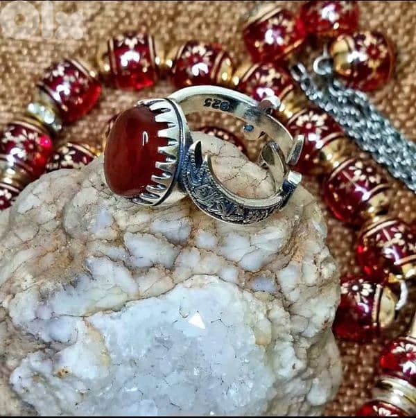 خواتم عقيق فضة عيار ٩٢٥ 0