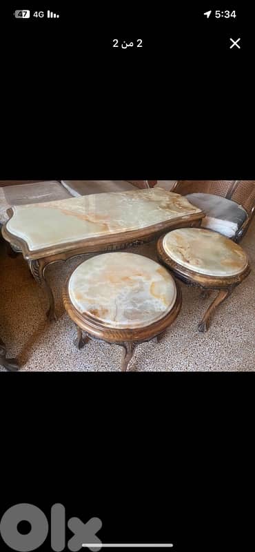 صالون  cane وتقم طاولات onix رخام ممتاز