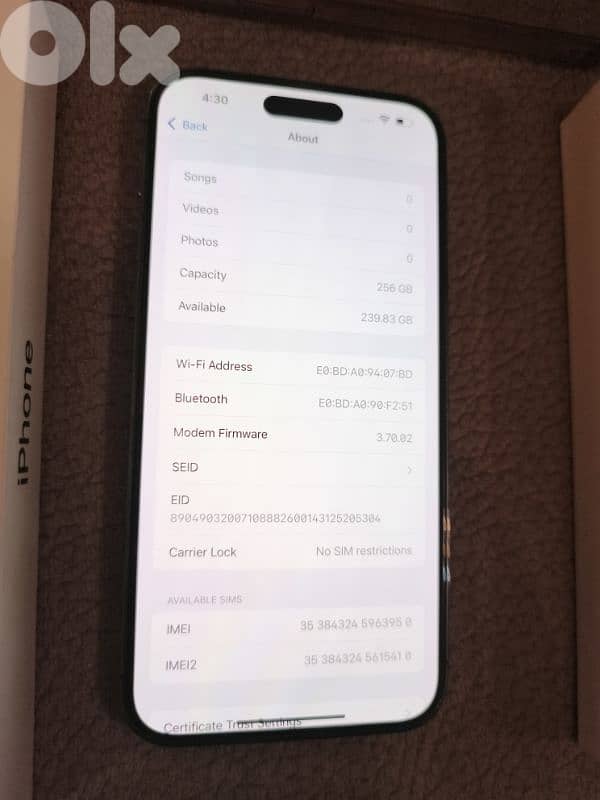 Iphone 14 Pro Max 256GB Super Clean 2 Sim 5