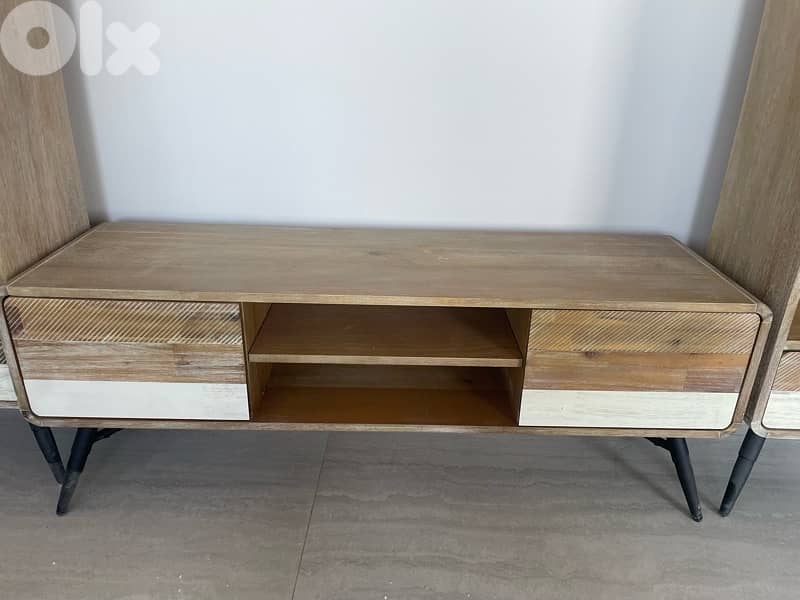 Antique Tv unit with center table and cabinet 2