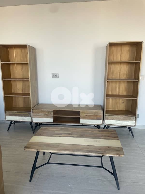 Antique Tv unit with center table and cabinet 3
