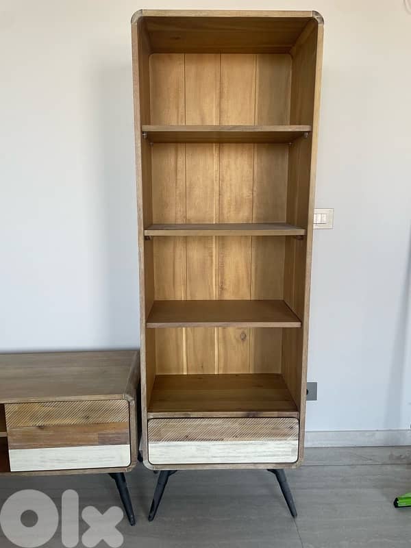 Antique Tv unit with center table and cabinet 4