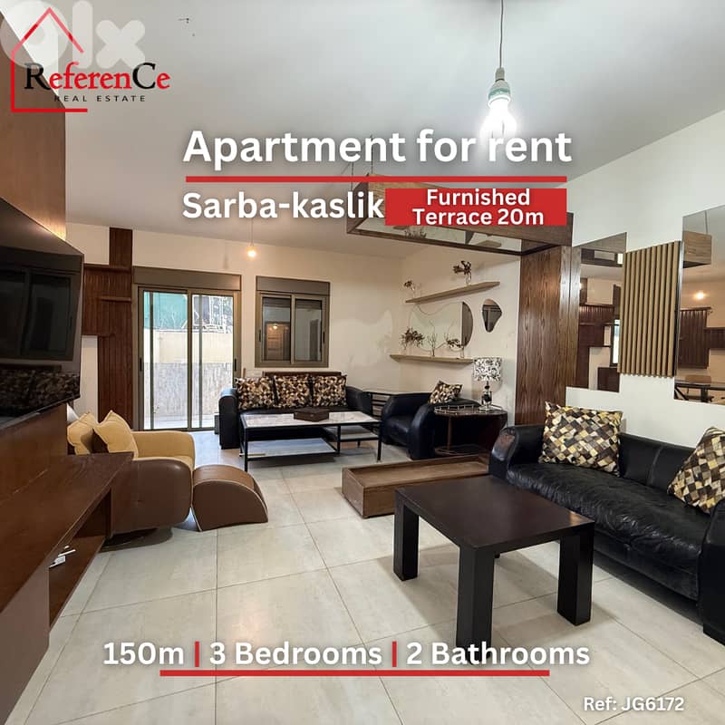 Furnished apartment/terrace sarba-kaslik شقة مفروشة/تراس صربا-الكسليك 0