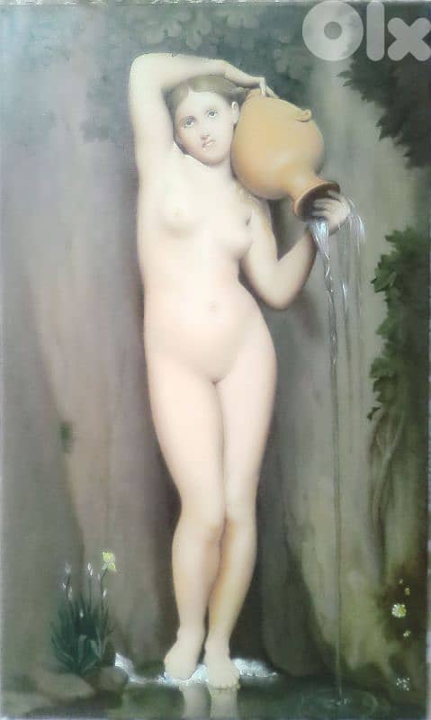 Oil on canvas painting -  reproduction after Ingres La sourse 0