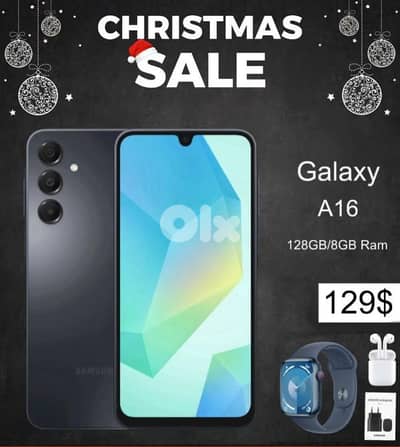 CHRISTMAS SALEGALAXY A16(8/128GB) WITH FREE AIRPODS, WATCH AND ADAPTER