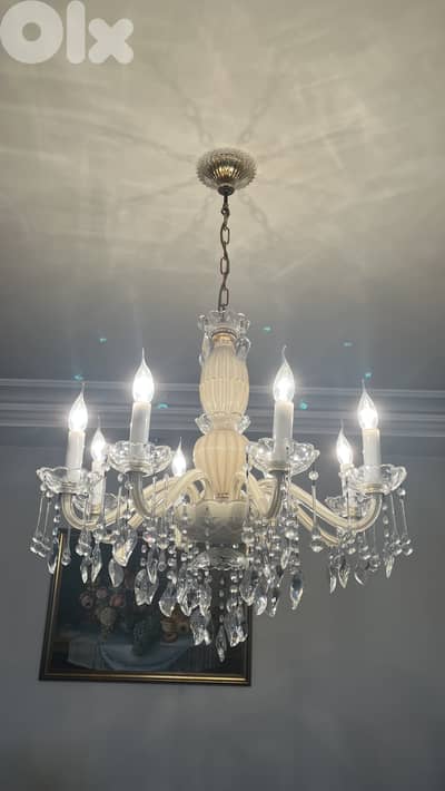 Bohemian Crystal Chandelier, Real Crystal in Excellent Condition