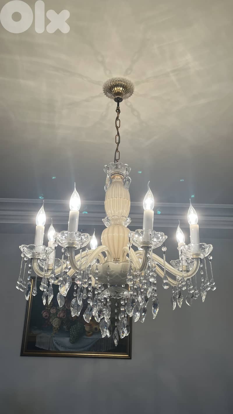 Bohemian Crystal Chandelier, Real Crystal in Excellent Condition 0