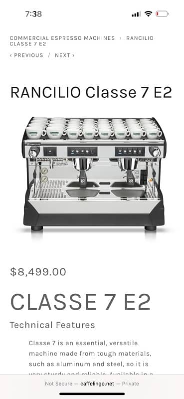 RANCILIO Classe 7 italian original coffee machine espresso aluminium 5