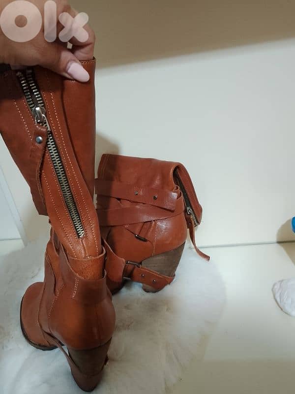 بوتين bottine مع كعب جلد اصلي 0