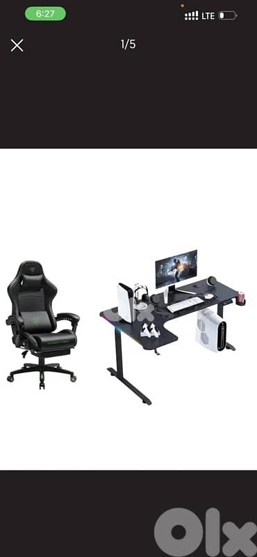mega gaming combo 160cm gaming desk + razer gaming chair 0
