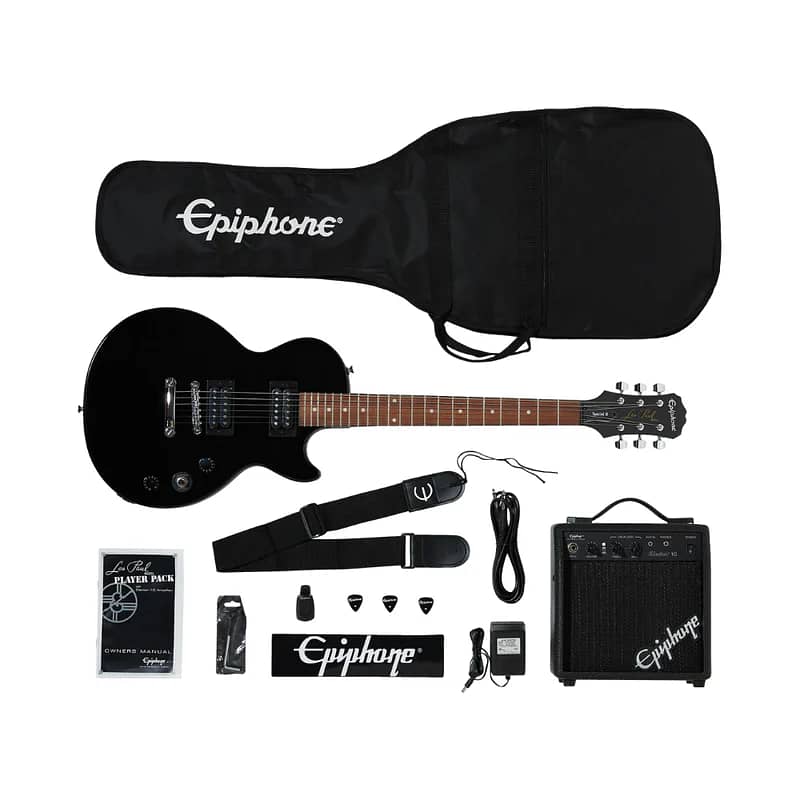 Epiphone Les Paul Electric Guitar Player Pack, 220V, Ebony 0