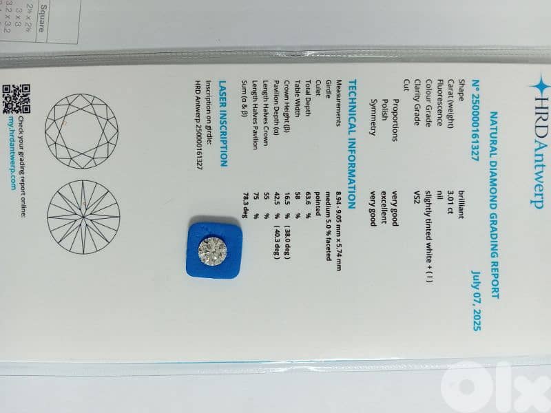 certified diamond 3.01 ct I. color vs2 clarity 2