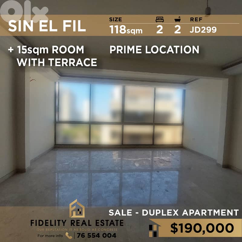 Apartment for sale in Sin EL FIil JD299 شقة  للبيع في سن الفيل 0