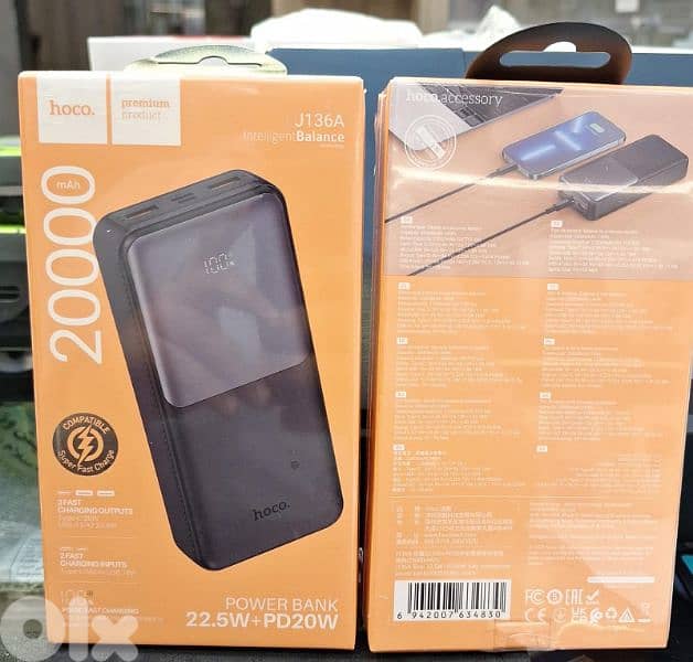 HOCO POWER BANK 20000MAH (22.5W + 20W PD) J136A 0