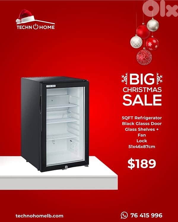 5 Cubic Feet Glass Door Minibar/Refrigerator with led light and lock 0