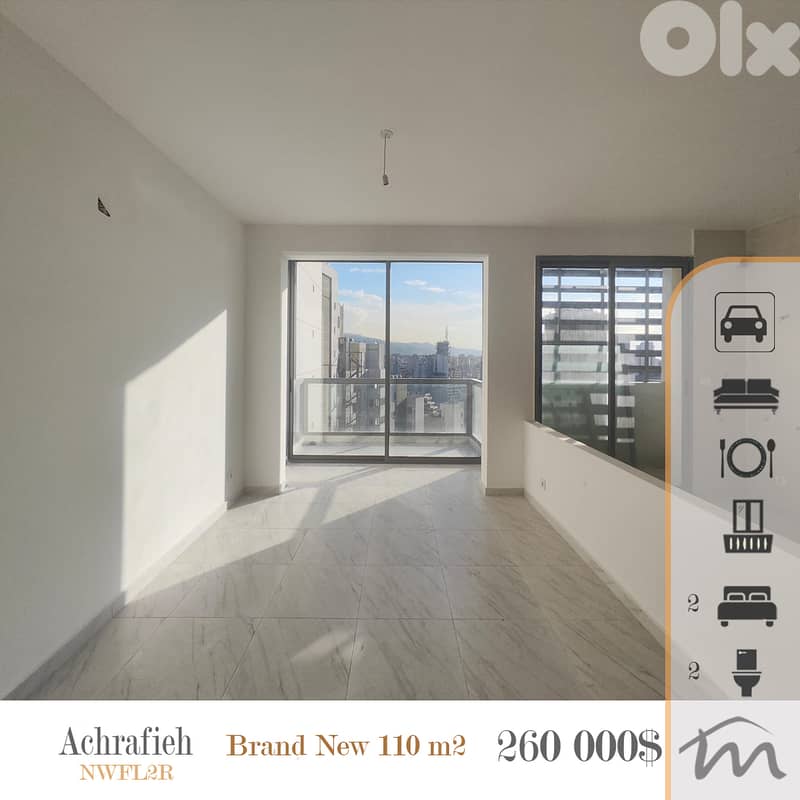 Ashrafieh | Brand New 2 Bedrooms Ap | Underground Parking | Open View 0