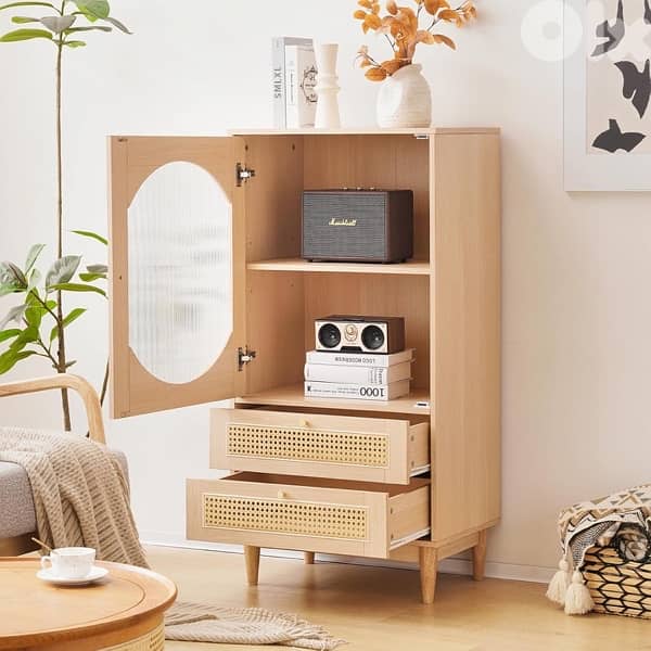 rattan tall cabinet with drawers 0
