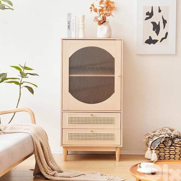 rattan tall cabinet with drawers 2