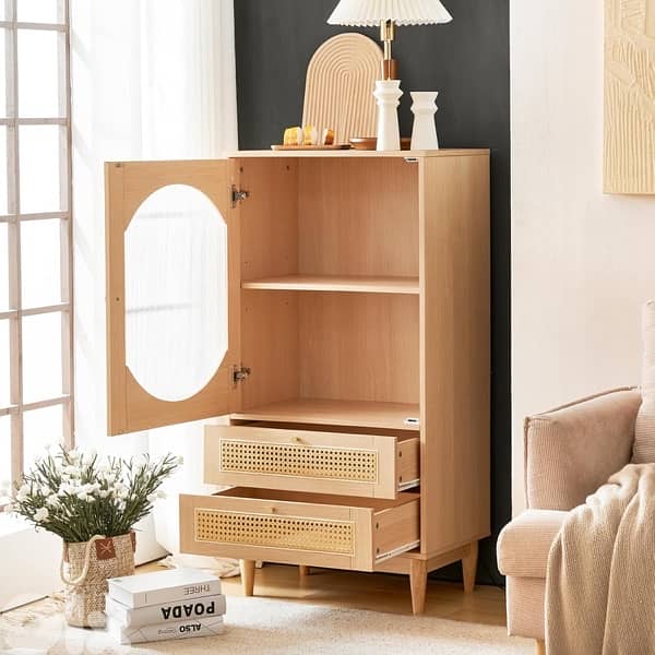 rattan tall cabinet with drawers 3