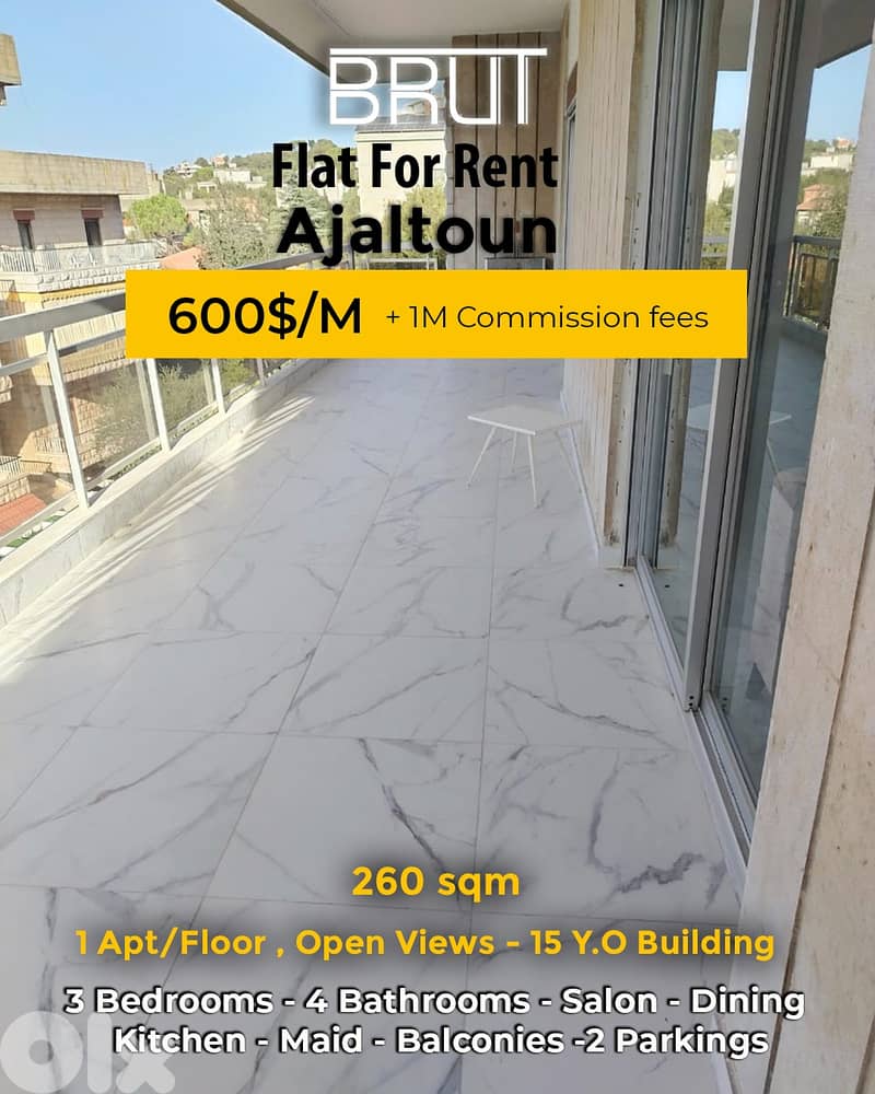 260 sqm spacious furnished apartment for rent in Ajaltoun! 0