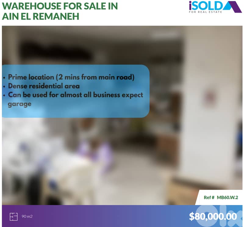 A spacious Warehouse for sale in Ain el rimmaneh - Forn el chebbak 0