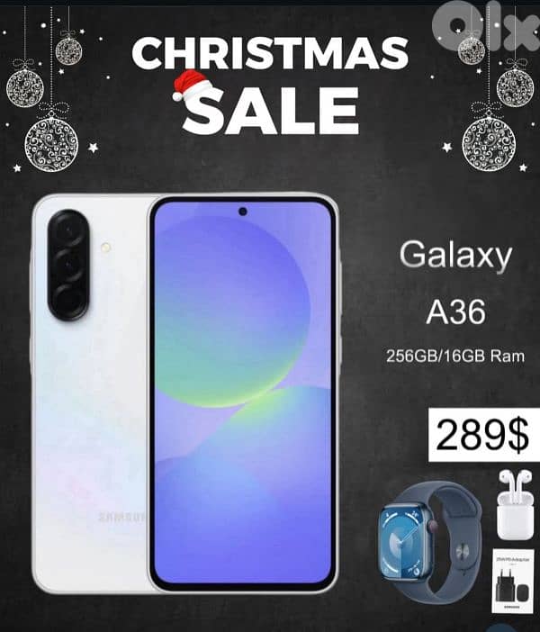 GALAXY A36(16/256gb)with free airpods,watch and adapter 0