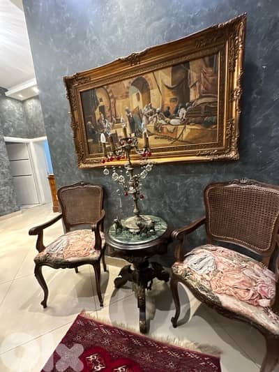 2berjer and table marble auntique