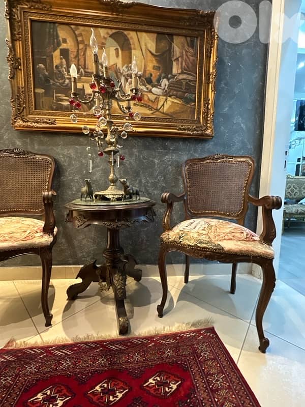 2berjer and table marble auntique 8