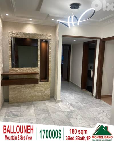 180 sqm Apartment For Sale in Ballouneh (بلونة) |+Sea & Mountain View