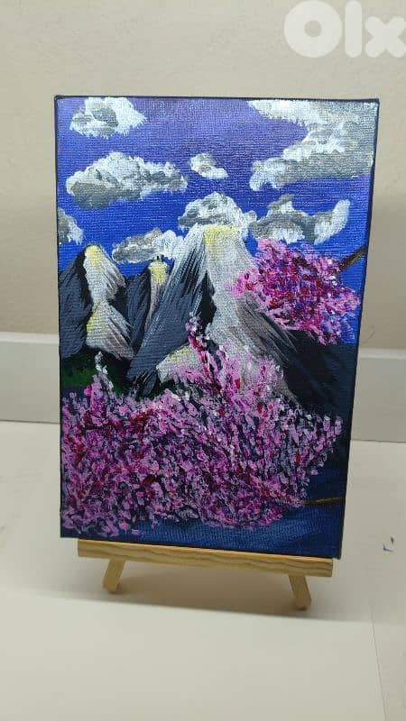 Original Acrylic Painting A4-"Sakura Hills"-Pink Blossom Art-$40 ONLY! 0
