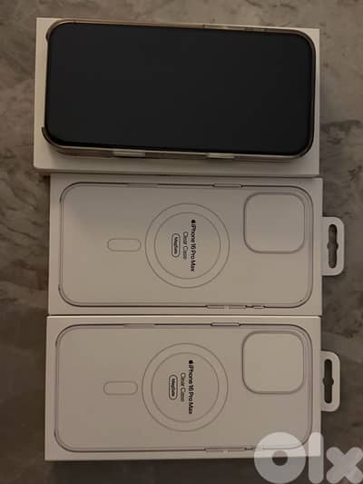 iphone 16 pro max desert titanium 256 gb with two apple covers