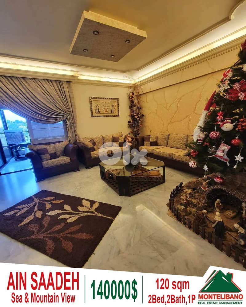 120 sqm Apartment For Sale in Ain Saadeh with Sea & Mountain View 0