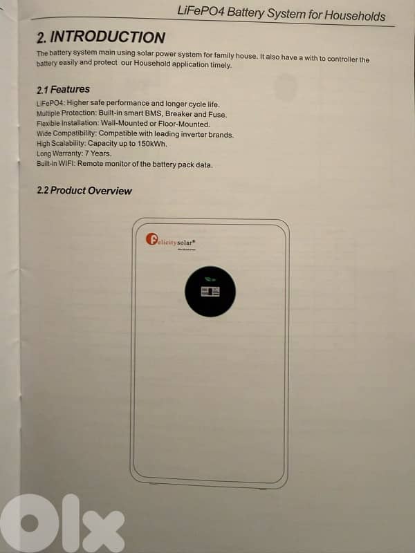 Felicity Solar LiFePO₄ Household Battery System UPS 1