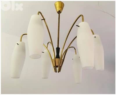 1950-60 Italian Stilnovo Brass Chandelier