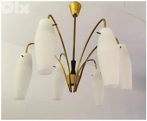 1950-60 Italian Stilnovo Brass Chandelier 0
