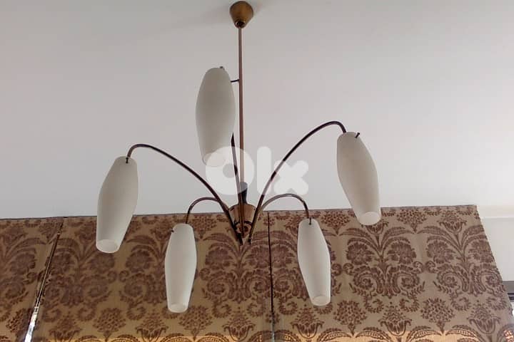 1950-60 Italian Stilnovo Brass Chandelier 4