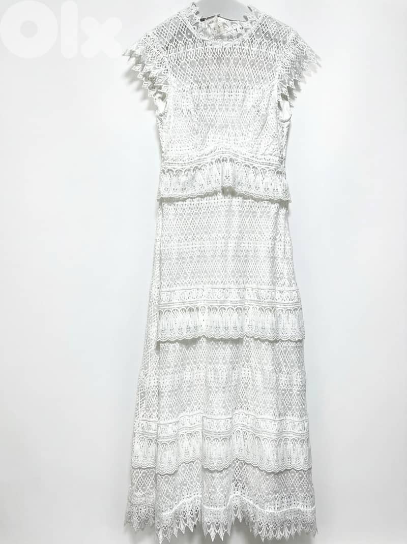 Elegant White Lace Dress 0