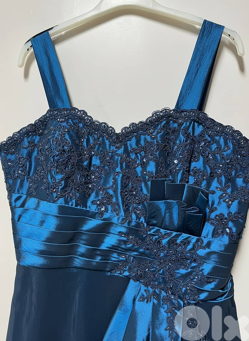 Elegant Teal Evening Gown with Matching Mini Jacket 1