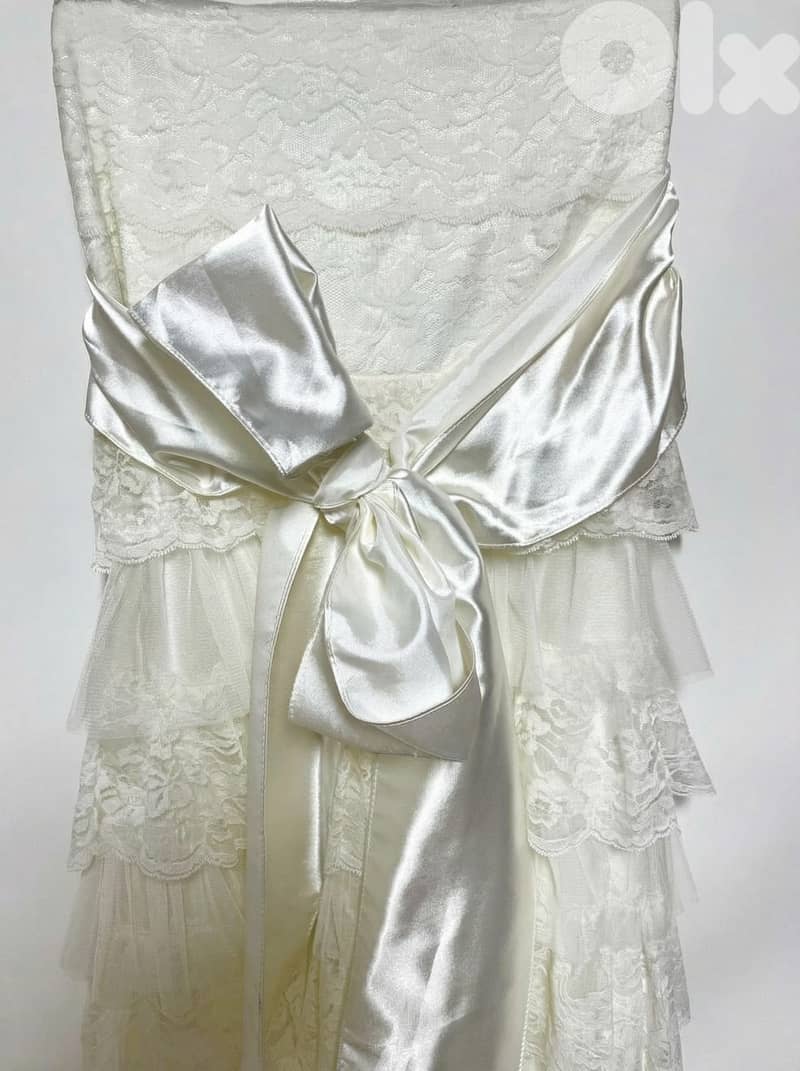 Elegant White Lace Tiered Dress with Matching Long-Sleeved Mini Jacket 1