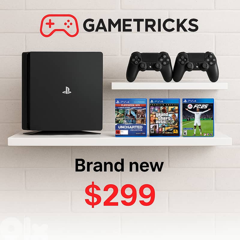 Playstation PS4 + 2 Dualshock + 3 Games package - All new sealed 0