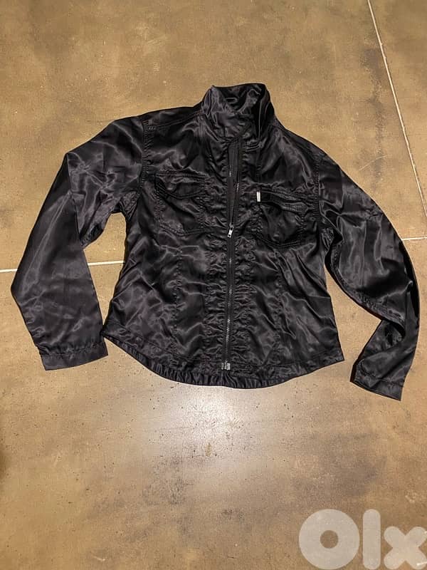 Jacket women black satin size medium 1